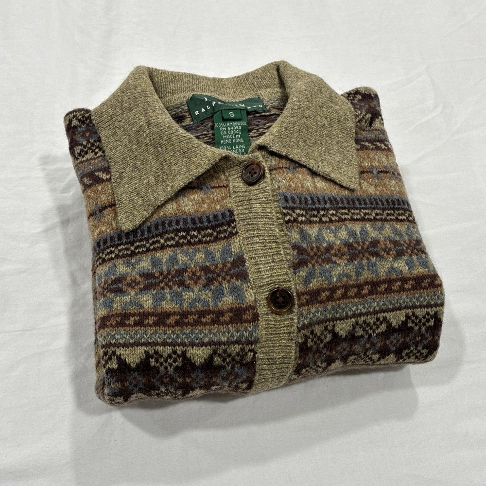 Vintage Lauren Ralph Lauren Western Country Nordic Knit Sweater Small 100% Wool - Picture 13 of 13